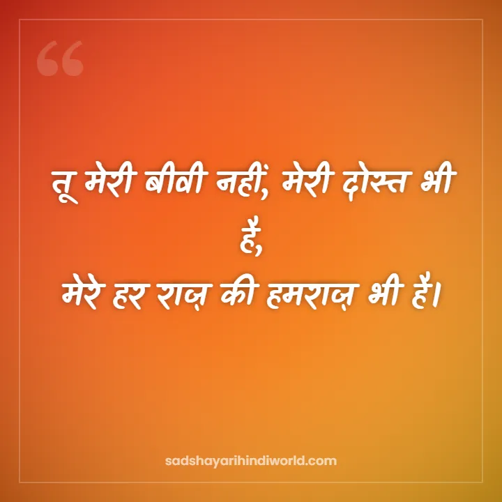 Husband Wife Shayari – तू मेरी बीवी नहीं, मेरी दोस्त भी है